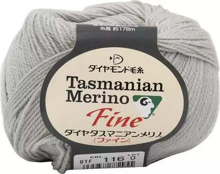 Пряжа Diamond Yarn Diamond Tasmanian Merino Тонкая шерсть Среднетонкая Серая серия 35г 178м Набор из 10 мотков Кол.116 Прибл. серый