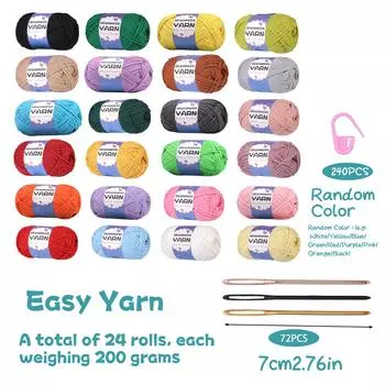 Пряжа Fenrry 200 г Вязание крючком для начинающих Пряжа Простая пряжа с легко видимыми стежками Маркер петель Игла с большим ушком Тупой светло-зеленый