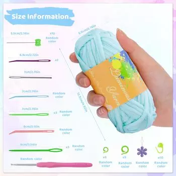 Пряжа Fenrry 2*50 г, легкая, светящаяся в темноте, для начинающих, со схемами вязания крючком и спицами с маркером петель оранжевый