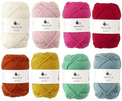 Пряжа из необработанной шерсти Knitworm средняя упаковка Меринос М, вес, 40 г, примерно. 80м, 8-цветный (1. Свет)