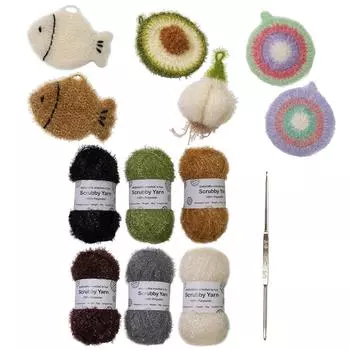 Пряжа Scrubby для полотенец для мытья посуды Вязание крючком Полиэстеровая пряжа Пряжа для вязания крючком с крючком Пряжа ручной работы Блестящая пряжа для мытья посуды 2