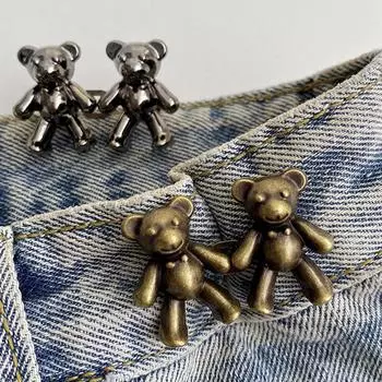 Пряжка Bear Buckle Регулируемая для джинсов, брюк, утягивающая талию, съемная пряжка из сплава, крючок для джинсов, брюк, талии, аксессуаров для одежды one size золотой