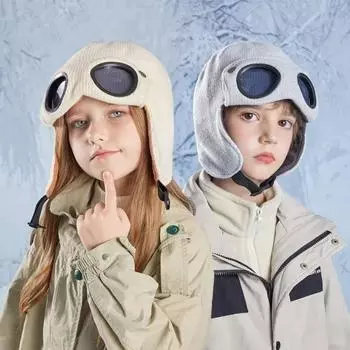 Пряжка для детей, очки, шапка, защита шеи, детские вязаные шапки, мягкая теплая шапка с очками для мальчиков кофейный