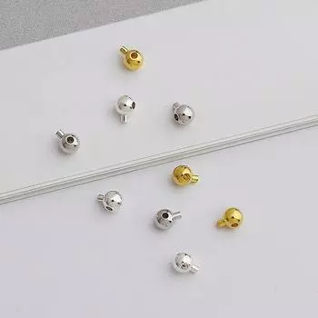 Пряжка для фиксации и застежки круглой бусины из стерлингового серебра S925 с гальваническим покрытием для браслетов своими руками