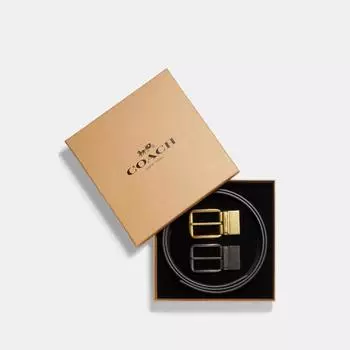 Пряжка для ремня безопасности Coach Boxed Harness Buckle Cut To Size Reversible Belt 38 Mm Black Dark Brown One Size