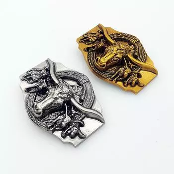 Пряжка для ремня в стиле панк с головой быка в стиле ретро для мужчин, гладкая пряжка в стиле вестерн-ковбой single buckle head 4.0 inner diameter