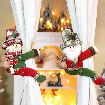 Пряжка для рождественской шторы, плюшевый Санта-Клаус, снеговик, лось, обниматель, мягкая игрушка, подхват для штор, застежка-фиксатор Xmas Santa Claus