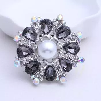 Пряжка для шарфа из шелка двойного назначения, цветная стеклянная пряжка для шарфа из шелка, брошь со стразами, многоцелевая, четырехцветная, опциональная форма цветка