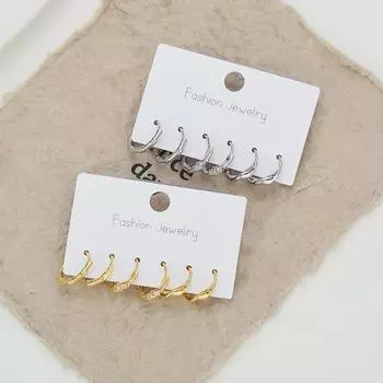Пряжка для ушей 3 пары геометрических сережек в форме буквы С, изящные блестящие серьги из циркония, женские серьги с пряжкой, модные украшения для женщин, подарочные аксессуары для вечеринок