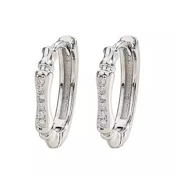 Пряжка для ушей из бамбука с бриллиантами, хит продаж, серьги с высокой посадкой из бамбука и циркония, маленькие серьги-гвоздики Guochao для женщин copper