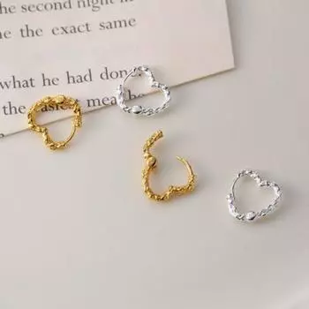 Пряжка для ушей с надписью «Lava Love» в форме сердца, геометрический дизайн ниши, корейская версия слоновая кость