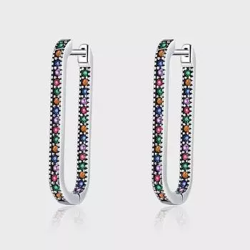 Пряжка для ушей Tide Diamond Rectangle S925 Sterling Silver Trendy Retro Geometric Ears Micro Diamond Luxury