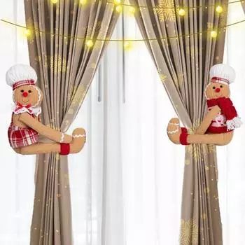 Пряжка для занавески в виде рождественского пряничного человечка, плюшевая пряничная елка, рождественский чехол для бутылки вина, украшение для дома Men