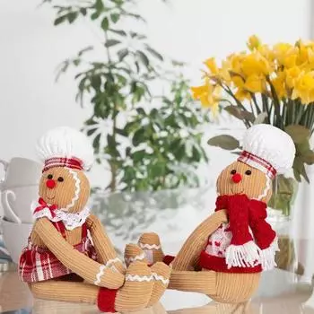 Пряжка для занавески в виде рождественского пряничного человечка Yousheng, плюшевая пряничная елка, рождественская крышка для бутылки вина, украшение для дома, магазина, торгового центра, бара Women