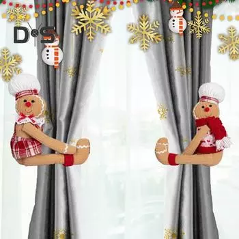 Пряжка для занавески в виде рождественского пряничного человечка, плюшевая пряничная елка, рождественский чехол для бутылки вина, украшение для дома, магазина, торгового центра, бара Men