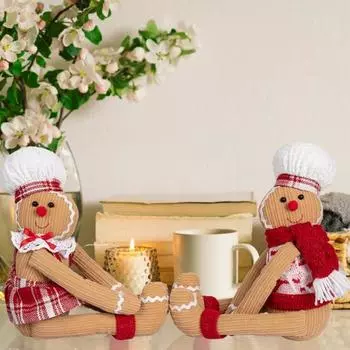 Пряжка для занавески в виде рождественского пряничного человечка, плюшевая пряничная елка, рождественская бутылка вина Men