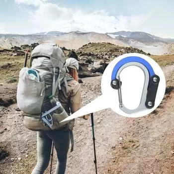 Пряжка-карабин Подвесная пряжка Прочная несущая нагрузка Нелегко деформируемый алюминиевый сплав Универсальный карабинный зажим D-типа чёрный