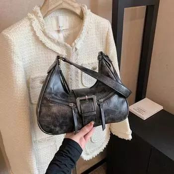 Пряжка-молния Нитка Ретро ПУ Сумки через плечо Твердые Сумки через плечо Горячая Распродажа Ручные Сумки