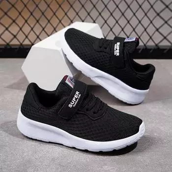 Пряжка Нескользящие Легкие Мягкие Детские Кроссовки Четырехсезонные Кроссовки Для Бега Детей Повседневные Прогулочные Школьные Туфли Мальчики Балетки 28(inner 177mm) тёмно-синий