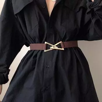 Пряжка поясной ремень для женщин, эластичный пояс украшение платье, костюм, эластичный пояс, и универсальный, модный поясной уплотнитель One Size кофейный