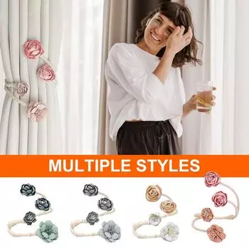 Пряжки для штор с цветочным узором, завязки для штор с розами, креативные завязки для окон, элегантные декоративные завязки, подходят для украшения дома в гостиной и спальне, без завязок One Size