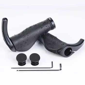 PRUNUS Rubber Handlebar Grips with Cow Horn Ergonomic Mountain Bike Double MTB Grips for and Folding Bikes Grips, Non-Slip Grips, Lock-On MTB, BMX,