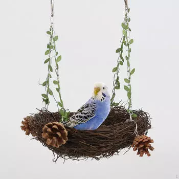 Пружинная клетка для отдыха из ротангового птичьего гнезда для плетеной гаички, зяблика, воробья L