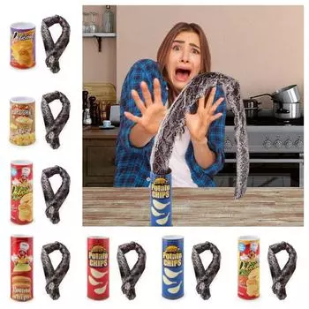 Прыгать Волшебные трюки Игрушки из банки с картофельными чипсами Весенняя змея розыгрыш Трюк Забавные игрушки для взрослых F