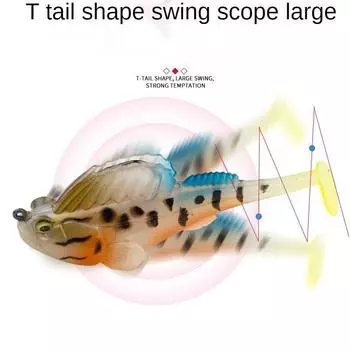 Прыгающая рыба, илистая приманка, Мягкая приманка с Т-образным хвостом, антивисячая донная приманка для рыбы-мандарина A