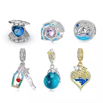 Прыгающие бусины в виде сердца дельфина в форме ракушки, подлинные бусины из стерлингового серебра 925 пробы с цирконием, женские ювелирные изделия, изысканные аксессуары