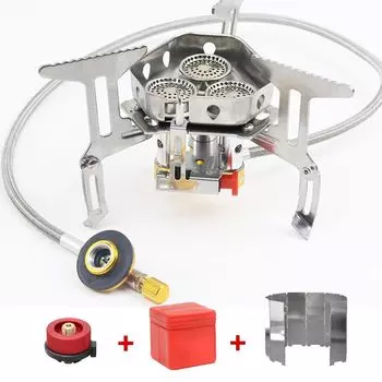 Przenona kuchenka kempingowa gzowa z walizk do przechowywania, szyba przednia и адаптер для канистра палива, лекки, компактовы