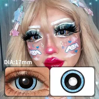 Pseyeche 17 мм черные и синие мини-линзы для склеры, ежегодные сумасшедшие линзы, контактные линзы для Хэллоуина, косплей, контактные линзы для глаз, аксессуары в стиле аниме 17MM чёрный/синий