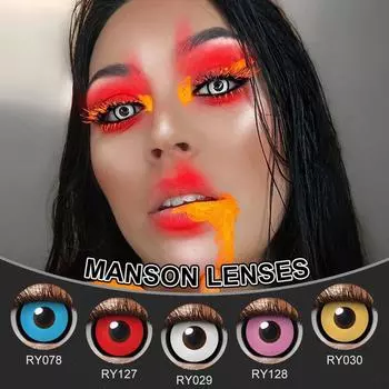Pseyeche Crazy линзы Хэллоуин Контактные линзы Белый Мэнсон Синий Мэнсон Косплей Контактные линзы Цветные контактные линзы для глаз белый