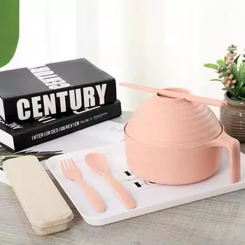 Пшеничная солома для лапши быстрого приготовления Миски с крышками Горячий рисовый суп Контейнер для еды Кухонная кастрюля Полезная посуда синий