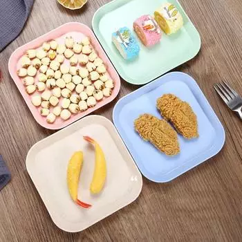Пшеничная солома Тарелка для плевания костями Тарелка для плевания костями Квадратная тарелка для плевания костями Сухофрукты Фруктовая закуска Тарелка для ароматизаторов Square бежевый