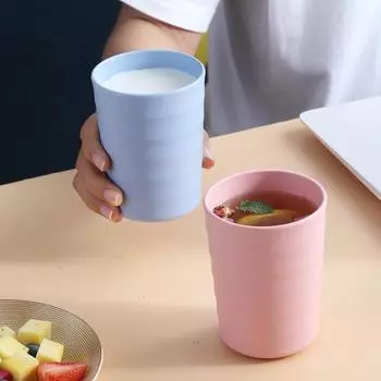 Пшеничная соломенная кофейная кружка, термостойкая кружка для чая и молока, многоразовые переносные чашки для зубных щеток, бытовые, для взрослых и детей 301-400ml бежевый