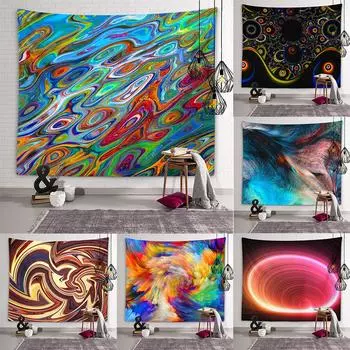 Психоделическая Геометрия, индивидуальный гобелен, хиппи, гобелен в стиле бохо, настенный художественный декор, гостиная, спальня, домашний декор, гобелен 100X75CM