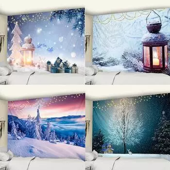 Психоделическая сцена, настенный гобелен, рождественский камин, домашний декор, гобелен, рождественская елка, богемный гобелен 100x75cm