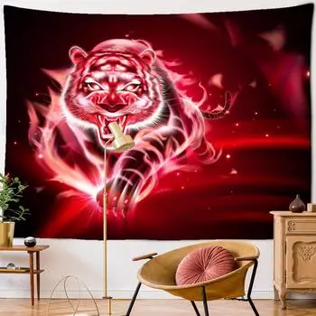 Психоделический 3D гобелен с тигром, настенный подвесной богемный импрессионный рисунок, хиппи Тапиз, художественный тайный домашний декор 95x70cm