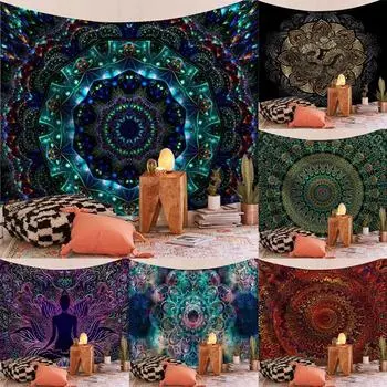Психоделический гобелен, настенный подвесной мандала, песчаное пляжное полотенце, коврик, богемное одеяло, спальный коврик, гобелены, домашний декор 100x75cm