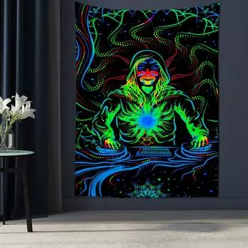 Психоделический гобелен с грибом смерти, настенный красочный абстрактный богемный хиппи, колдовство, общежитие, домашний декор 95x70cm