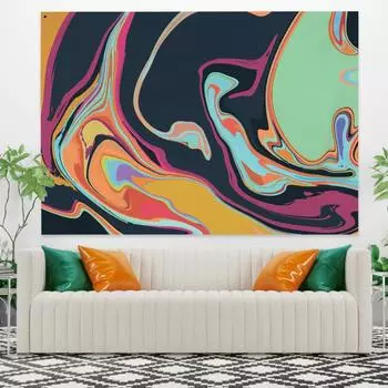 Психоделический настенный гобелен, украшение, фоновая ткань, лесной поток, гобелен, природный пейзаж, украшение комнаты, тапиз 100X75CM