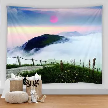 Психоделический природный лесной пейзаж с принтом настенного покрытия коврик для йоги богемный домашний гобелен для украшения комнаты 100X75CM
