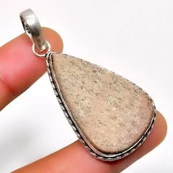 Псиломелан дендритный драгоценный камень 925 посеребренный ювелирный кулон 2,08 дюйма 2.08 коричневый