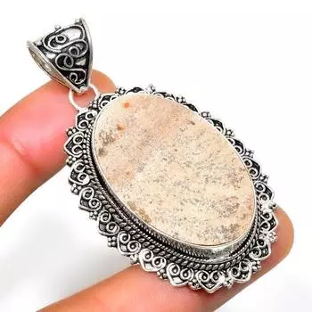 Псиломелан Дендритный драгоценный камень 925 посеребренный ювелирный кулон 2,27 дюйма 2.27 коричневый