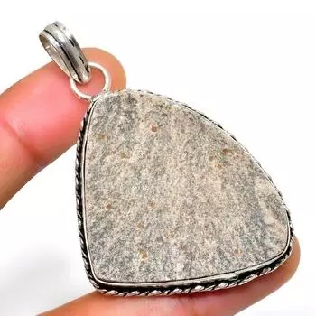 Псиломелан Дендритный драгоценный камень 925 посеребренный ювелирный кулон 2,27 дюйма 2.27 коричневый