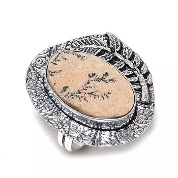 Псиломелан дендритовый драгоценный камень 925 пробы стерлингового серебра ювелирное изделие подарок кольцо размер 8 s6Z15