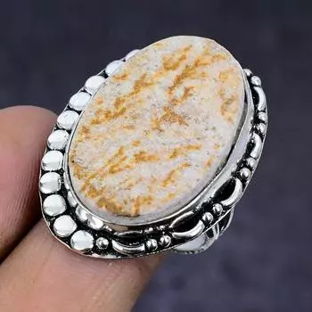 Псиломелан Дендритовый Драгоценный Камень Серебряный Подарочный Ювелирный Подарочный Ювелирные Изделия Кольцо Размер 9 t7O93