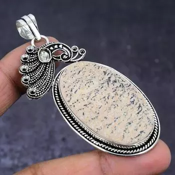 Psilomelane Dendritic Gemstone 925 Steling Silver Jewelry Pendant 2.96 M0R88