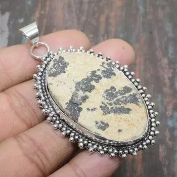 Псиломелане дендритный драгоценный камень ручной работы из стерлингового серебра 925 пробы ювелирный кулон для женщин 2.76 Inches зелёный